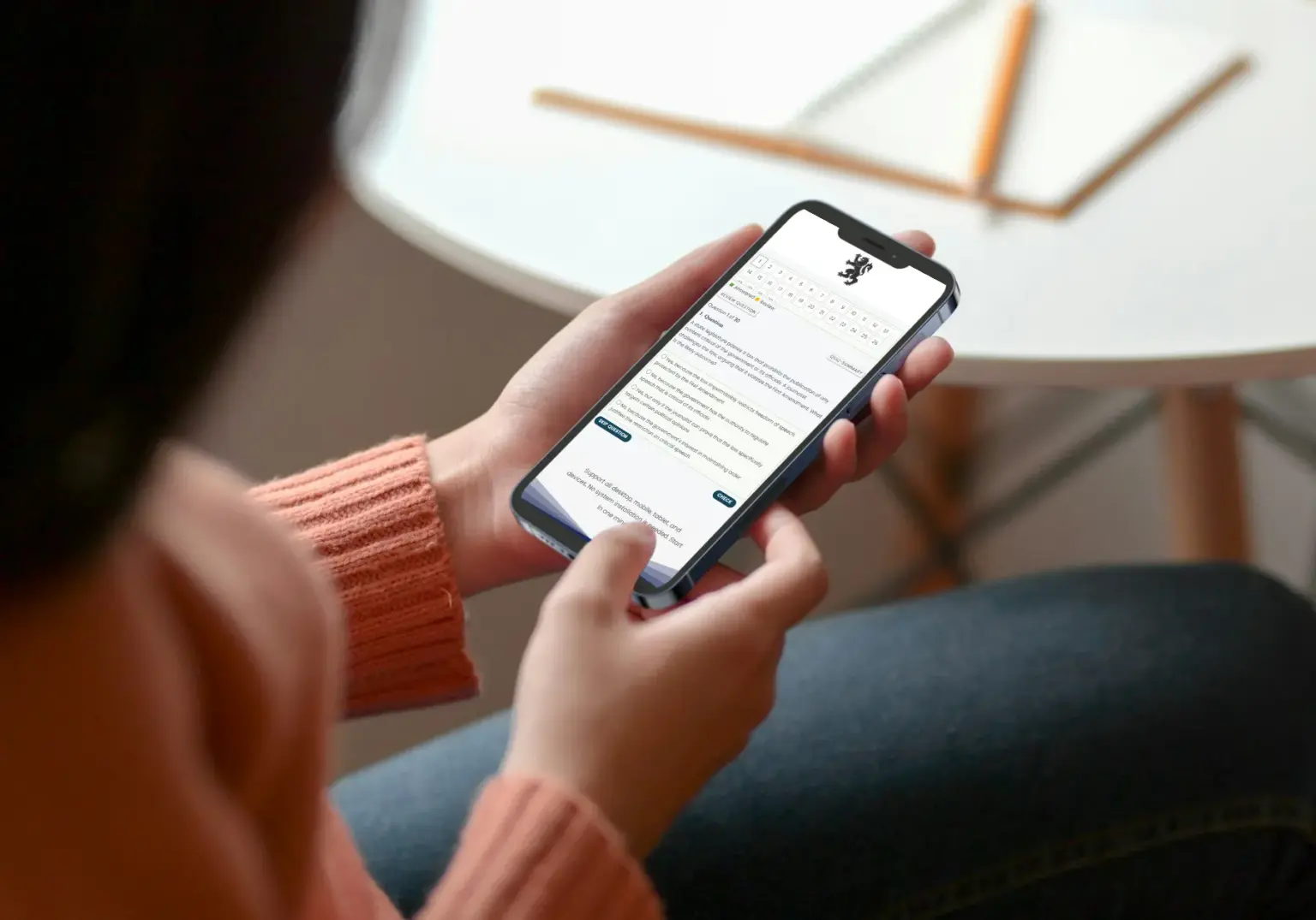 Candidate using Rider Exam on mobile